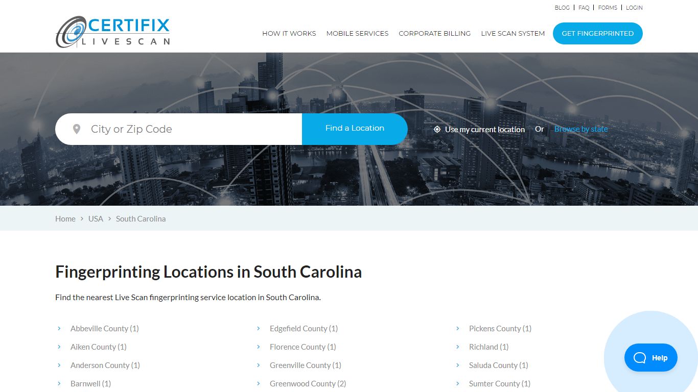 Fingerprinting Locations in South Carolina - Certifix Live Scan